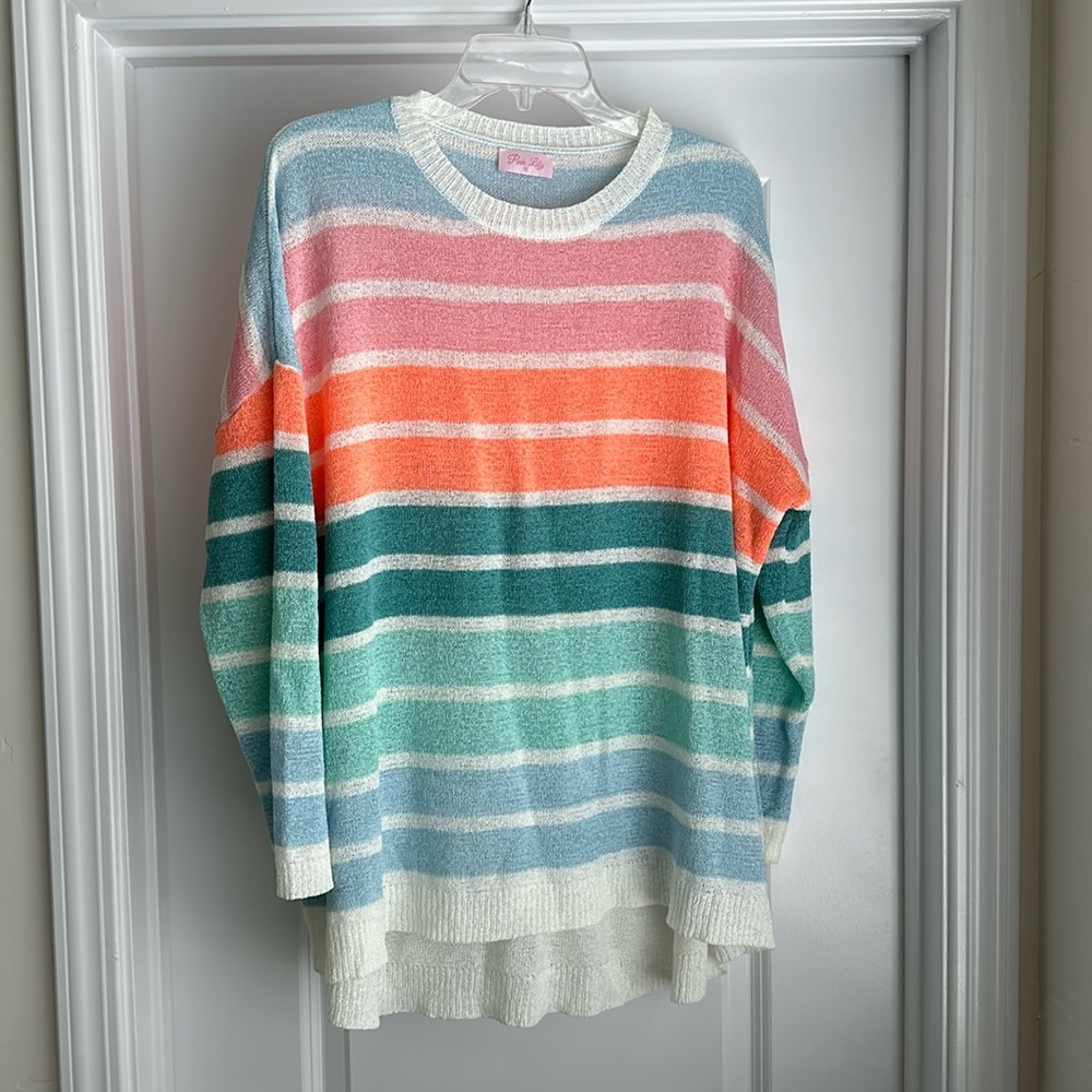 Dreams Come True Bright Multi Striped Lightweight Sweater